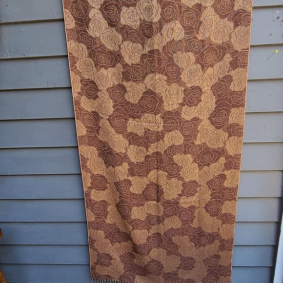 Brown Flowers Pashmina 30% Silk 70% Pashmina - Picture 1 of 5